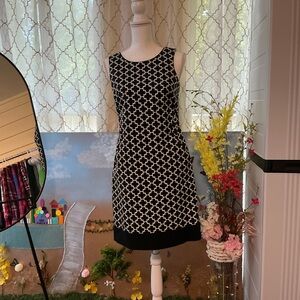 White House Black Market Geometric Black and White Midi Dress